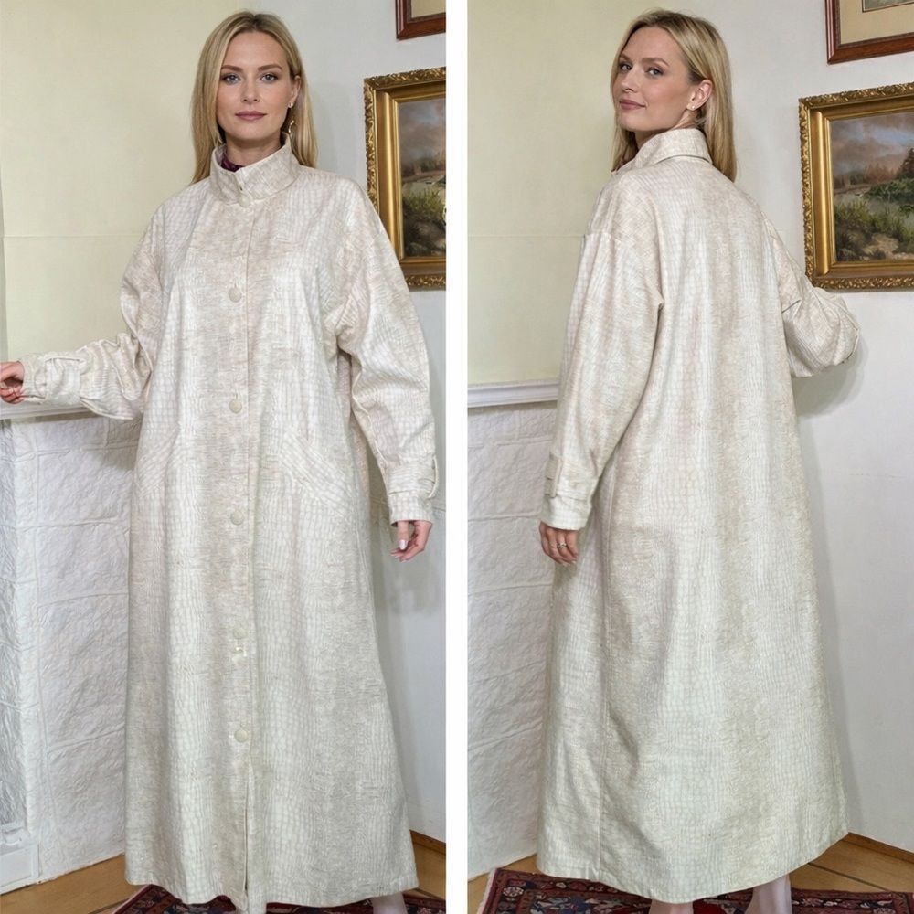 Vintage Linda Lundstrom 1980’s Snakeskin Maxi Trench Coat